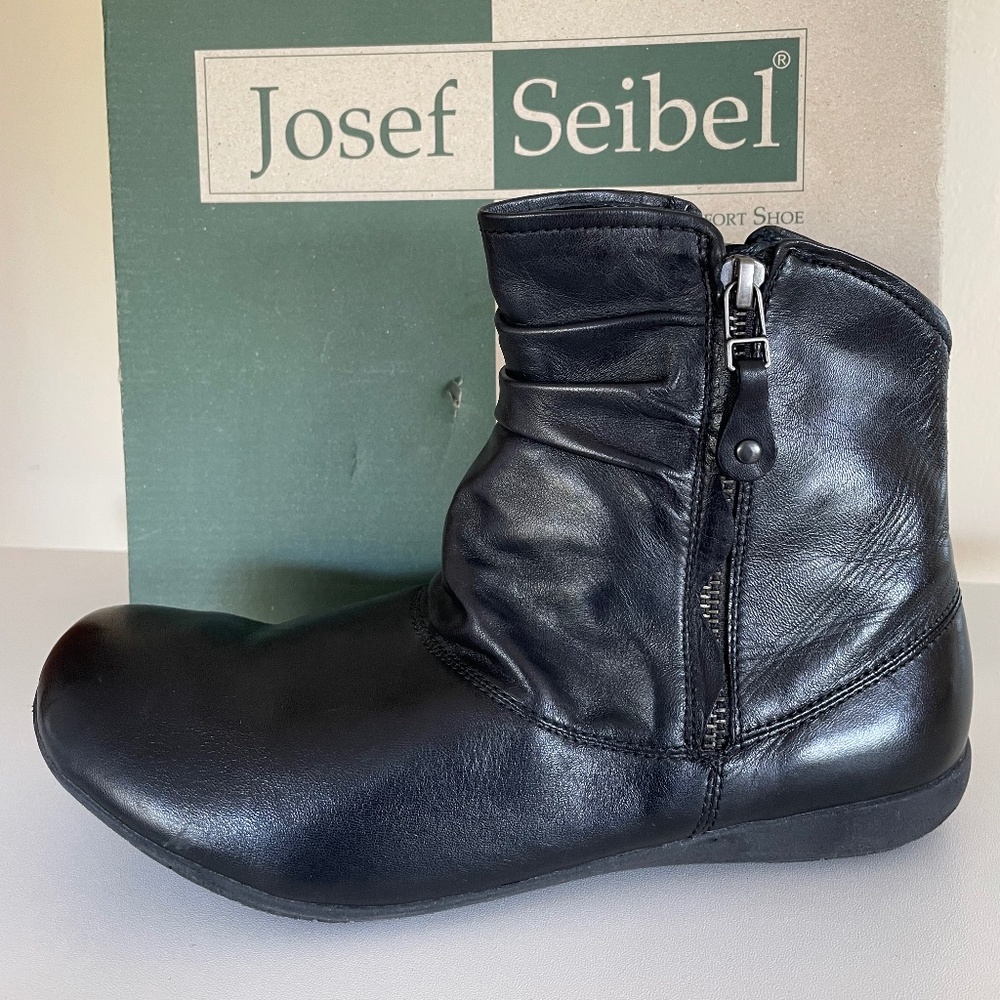 Josef Seibel Faye/Naly Black Leather Ankle Boots w/Zippers, Women's EU 40/ US 9 - Picture 4 of 16